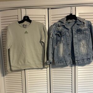 Adidas Sweatshirt and Blue Denim Jacket girls size 10-12 see description